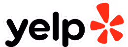 Yelp logo with black lowercase text and a red star-shaped burst symbol.