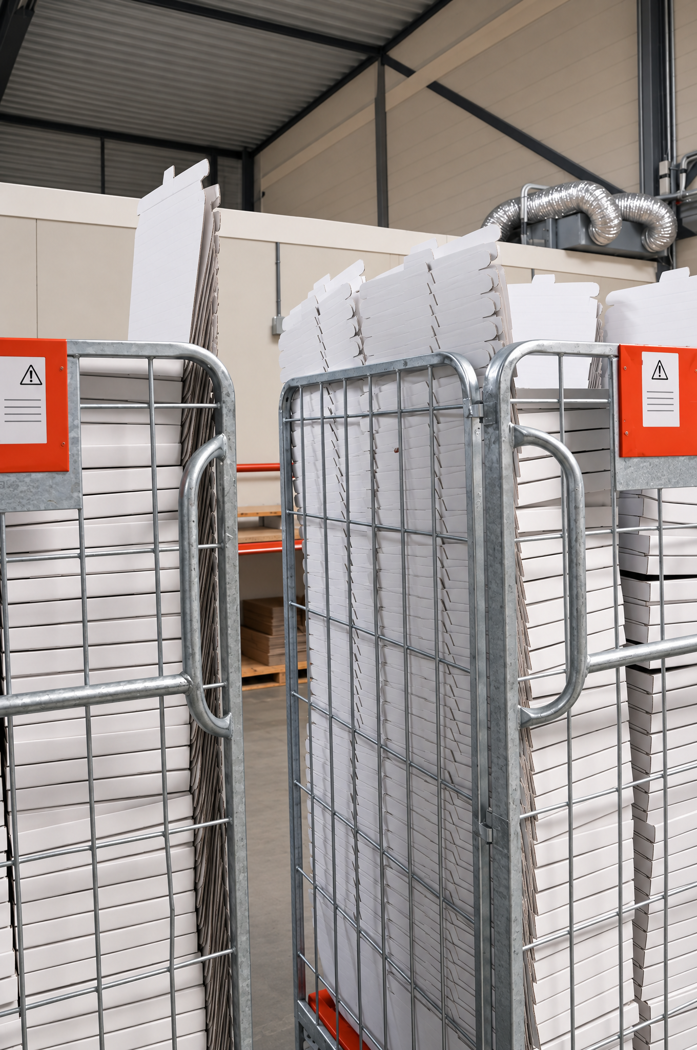 Rolcontainers met verzenddozen klaar voor gebruik