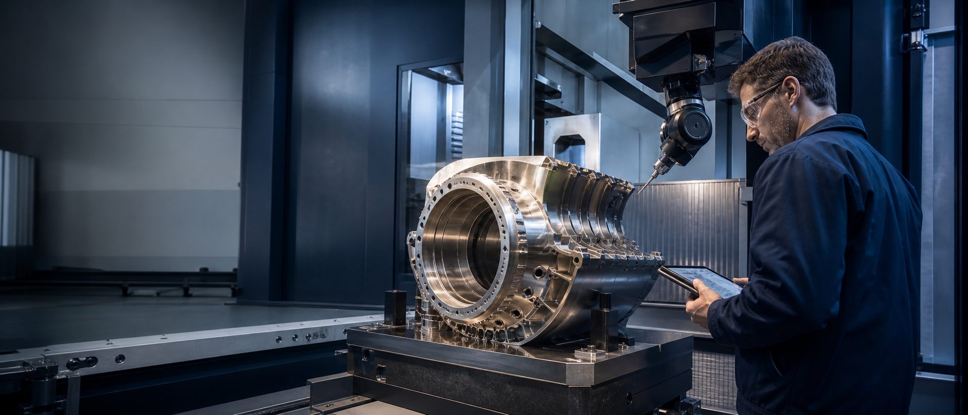 Precision-machined component in an advanced manufacturing facility