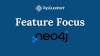 Video thumbnail card reading Feature Focus, Neo4j, with the TopQuadrant logo on a dark blue background.
