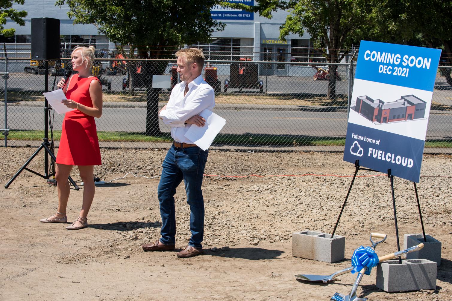 Kevin and Alex give speeches the groundbreaking ceremony