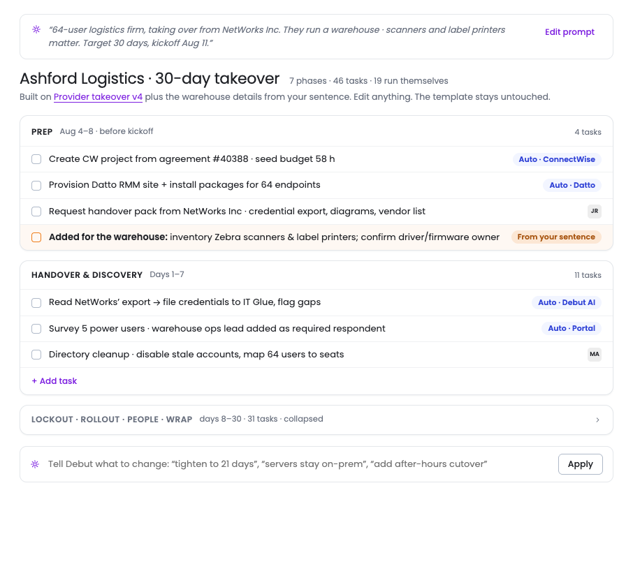 The drafted plan, ready for review