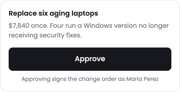 An open decision with its Approve button
