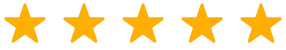 Cinco estrellas doradas alineadas horizontalmente sobre fondo blanco.