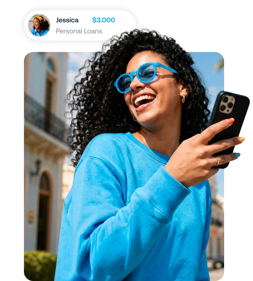 Girl smiling with a phone