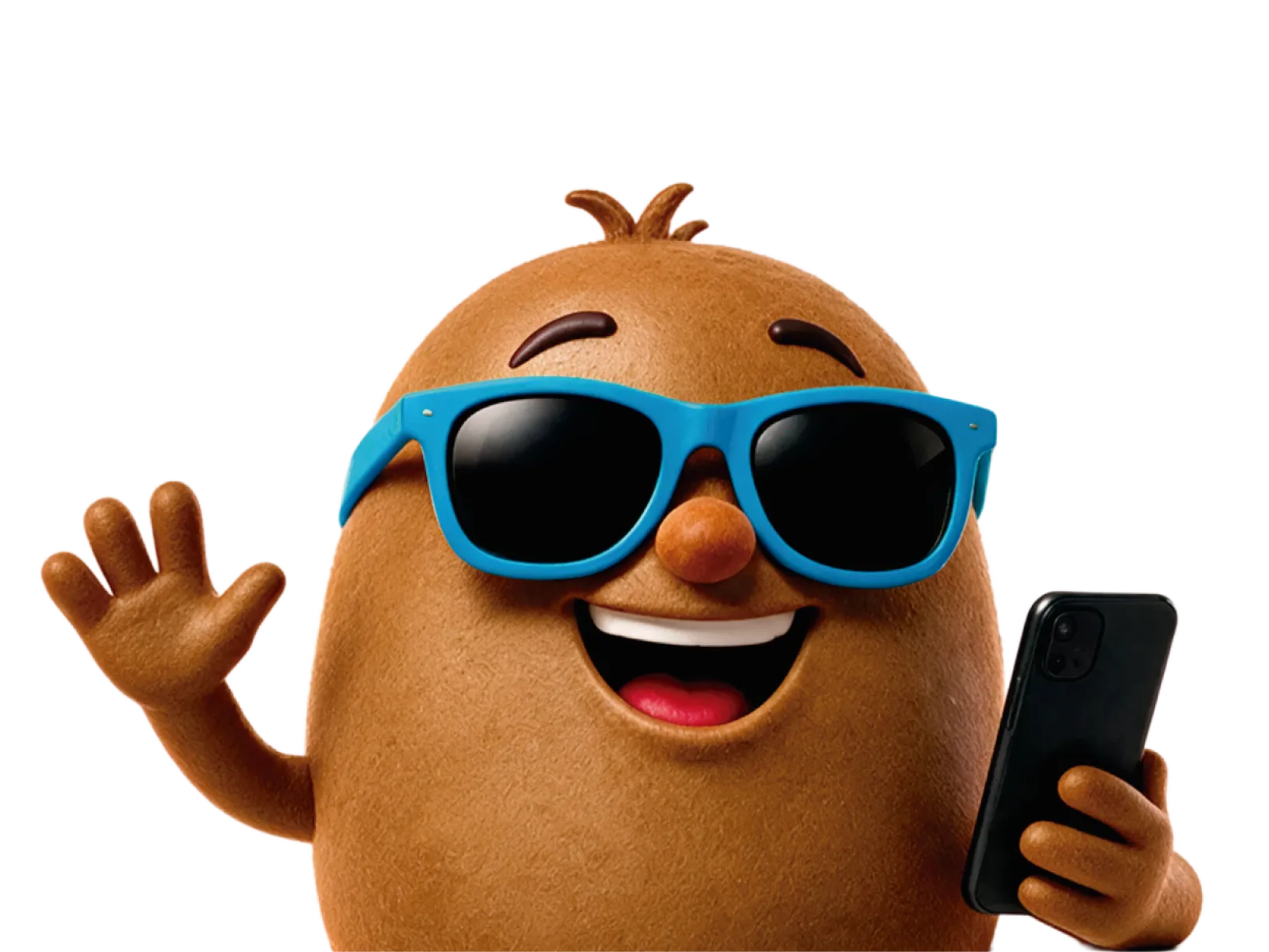 Animated kiwi wearing sunglasses and holding a stack of cash.
