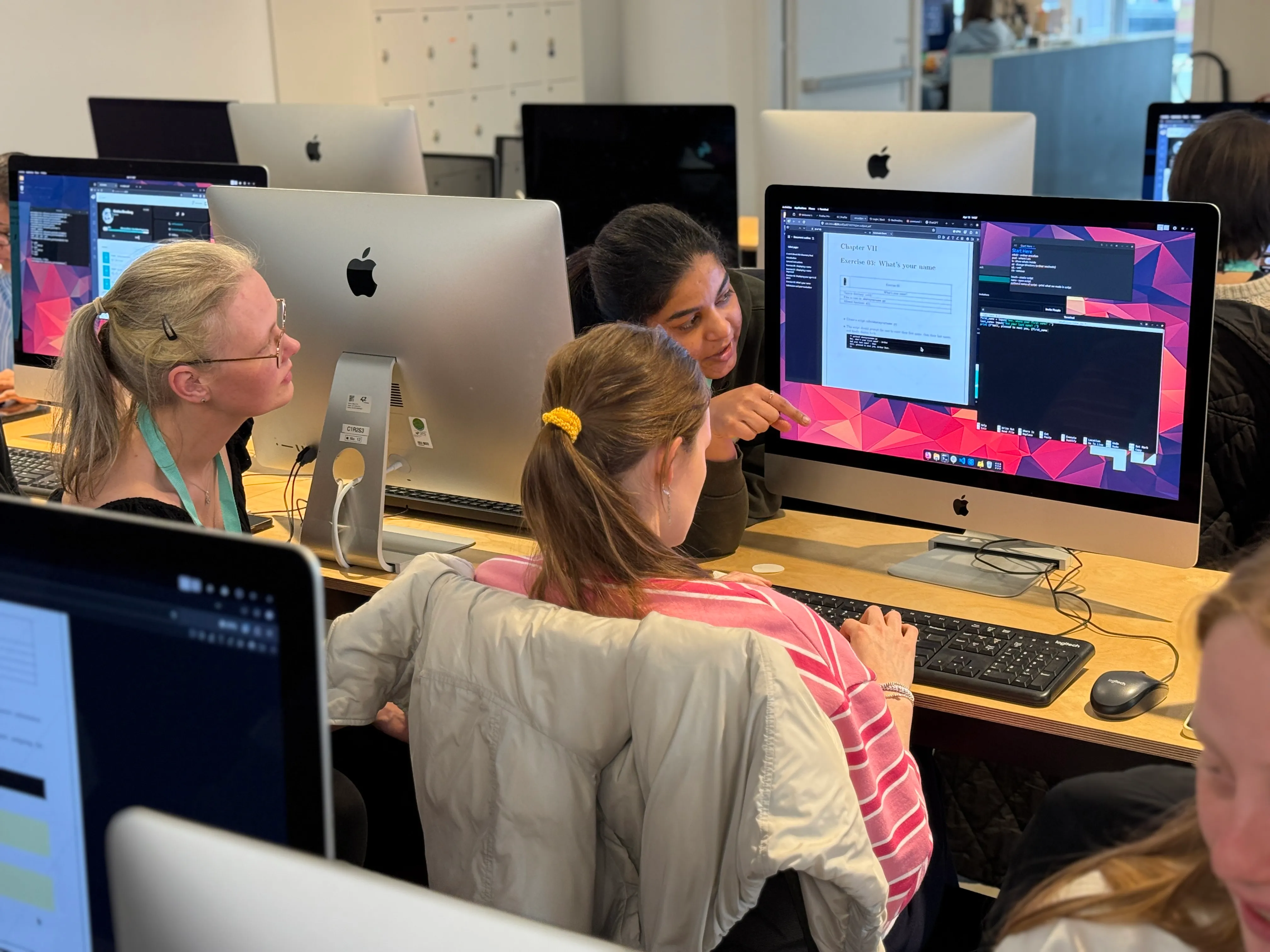 Students at work in the computer cluster at 42 Wolfsburg