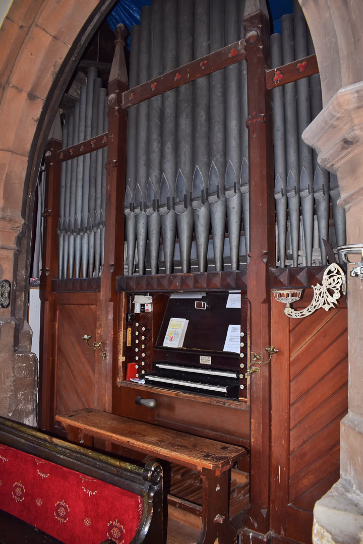 Historic pipe organ inside St Peter’s Church