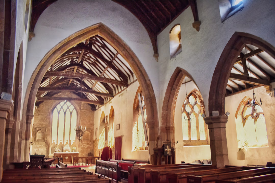 Roof and clerestory inside St Peter’s Church