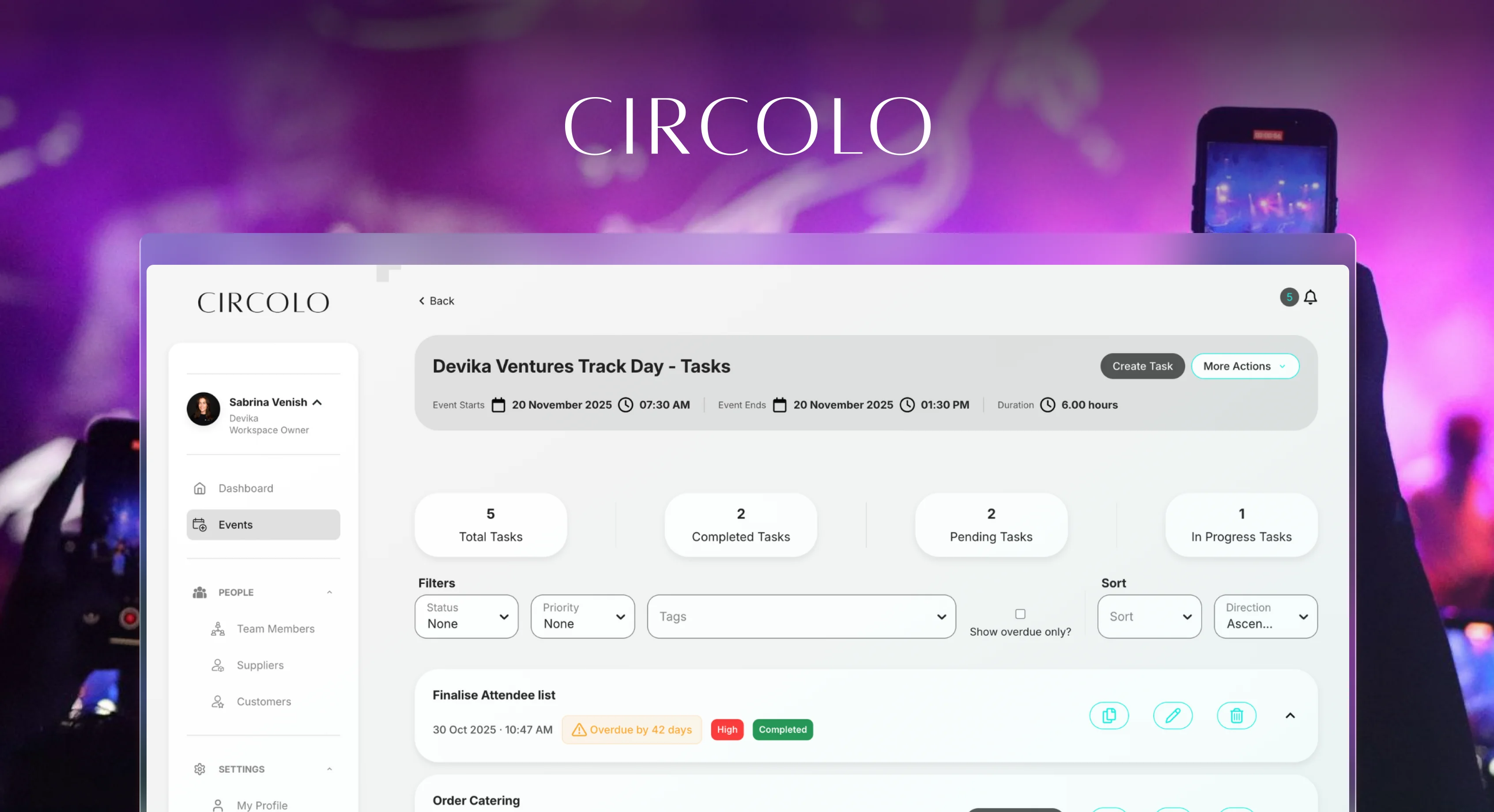 Circolo product interface from the Devika case study.