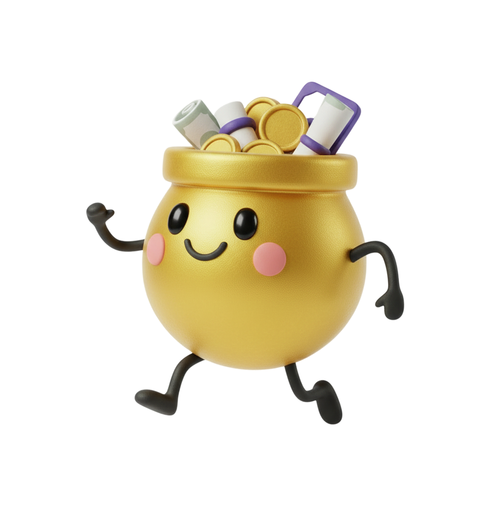 Lendy, the Lendingpot mascot, running