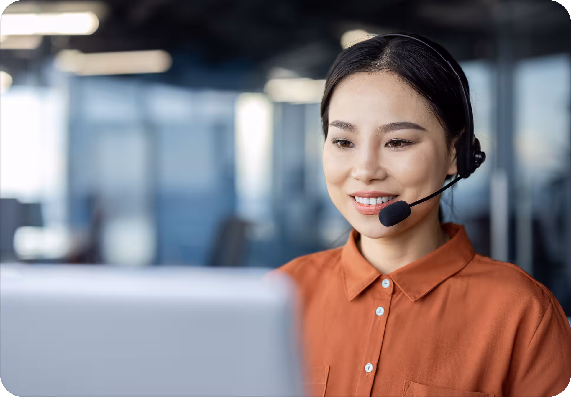 Smiling Lendingpot loan specialist wearing a headset