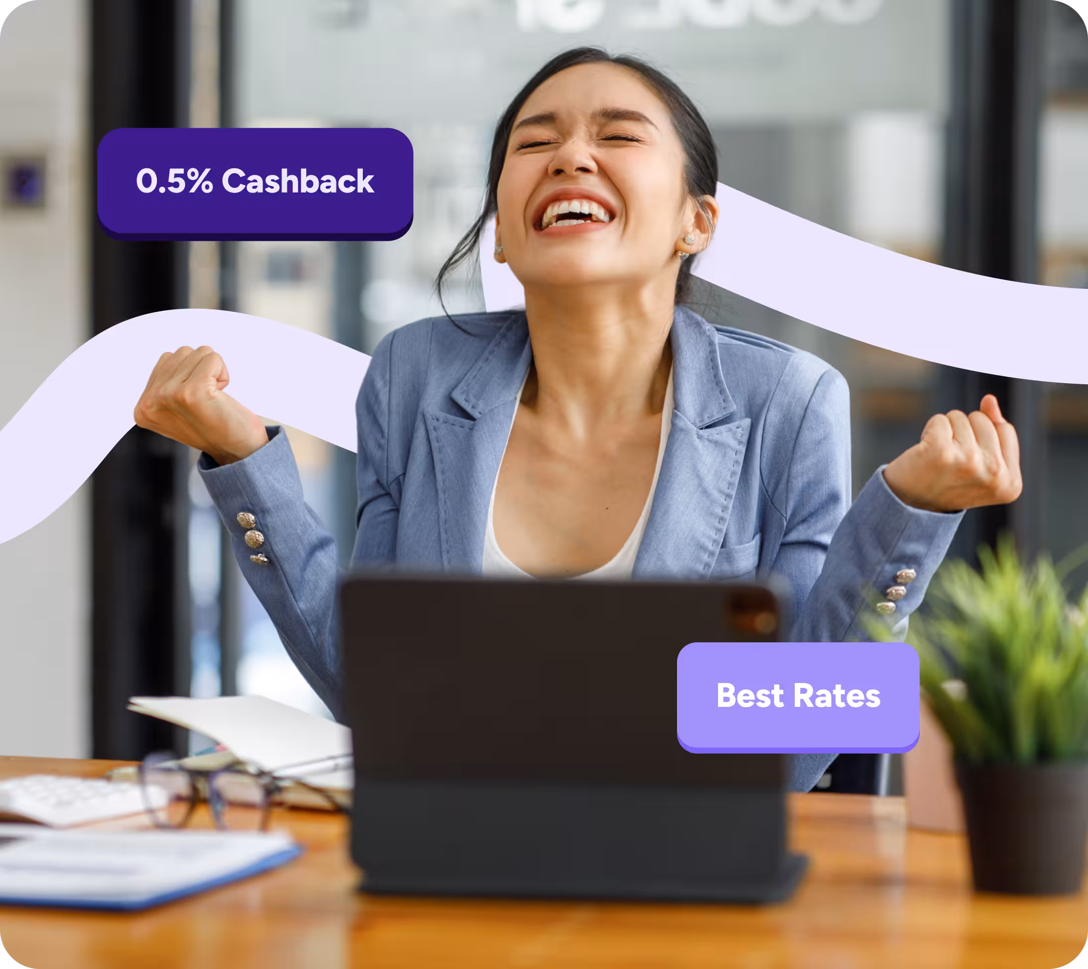 Happy customer comparing personal loan offers on her phone