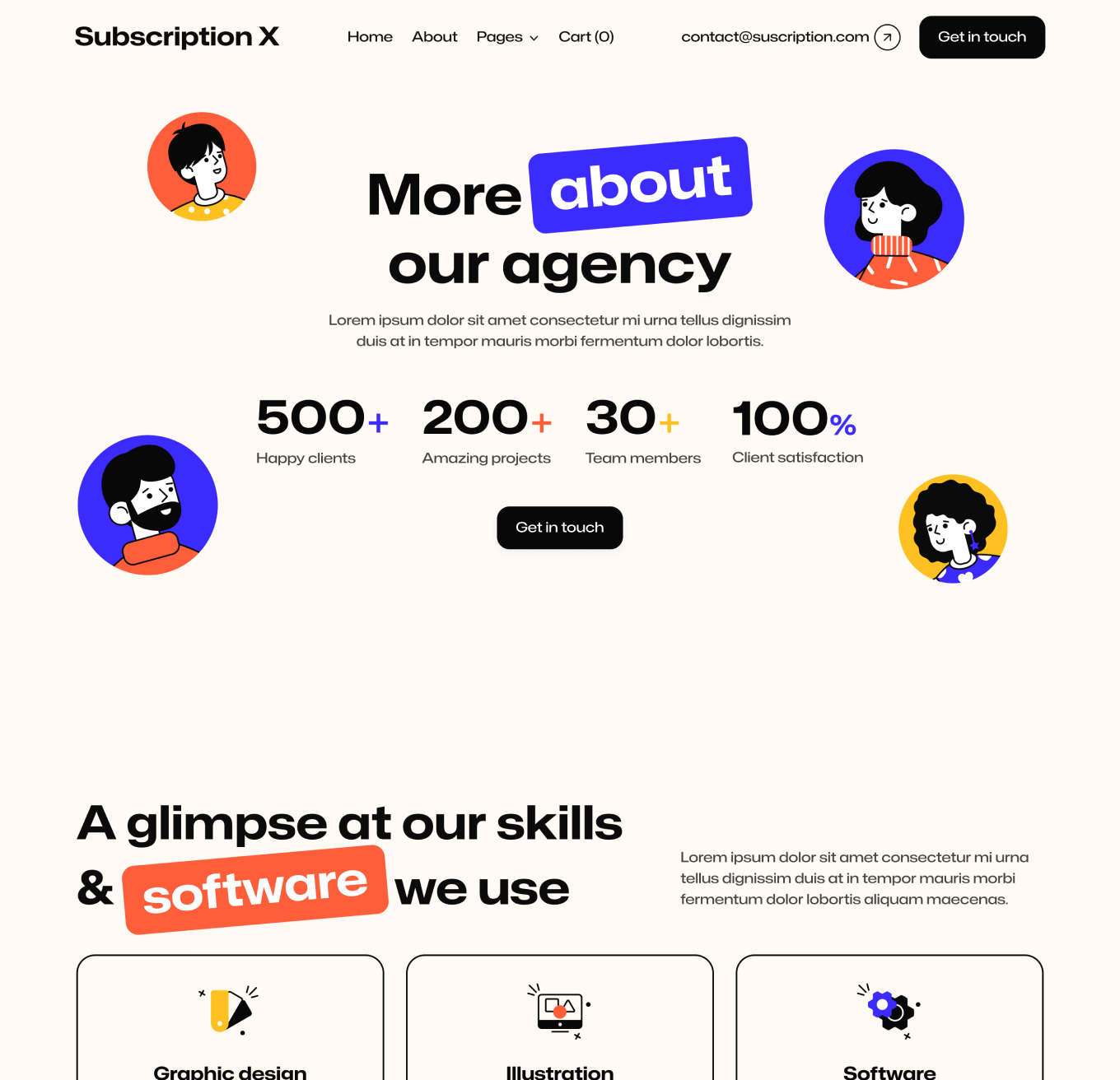 Subscription X - About Hero Page Unlimited Design Agency Webflow Template