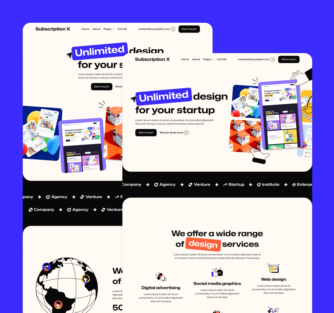 Subscription X - More Than 20 Pages Unlimited Design Agency Webflow Template