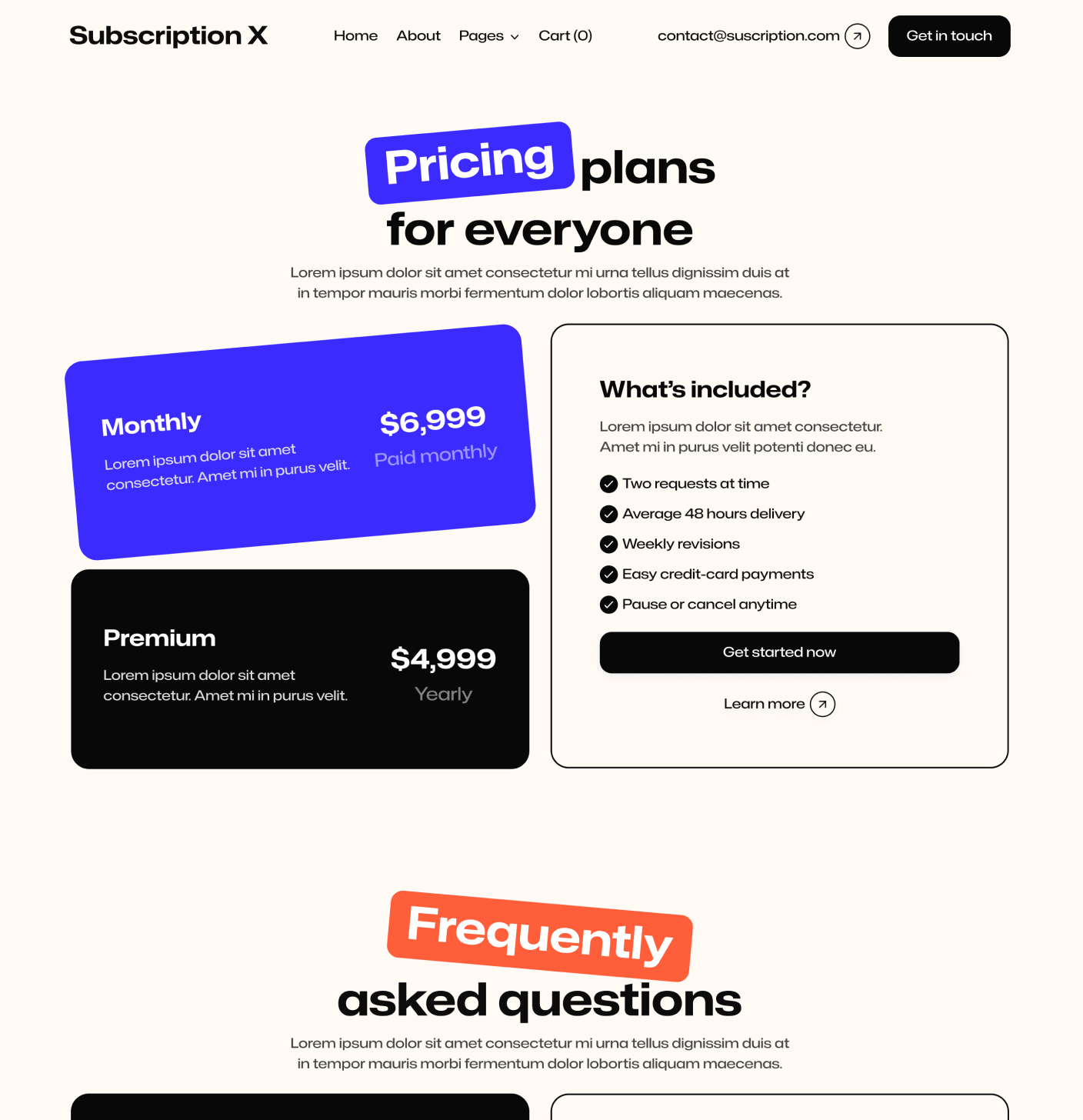 Subscription X - Pricing V3 Main Page Unlimited Design Agency Webflow Template