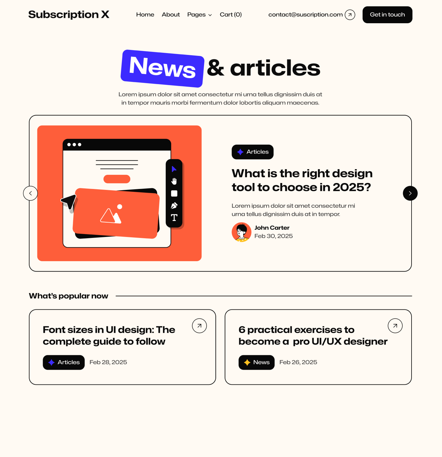 Subscription X - Blog V1 Main Page Unlimited Design Agency Webflow Template