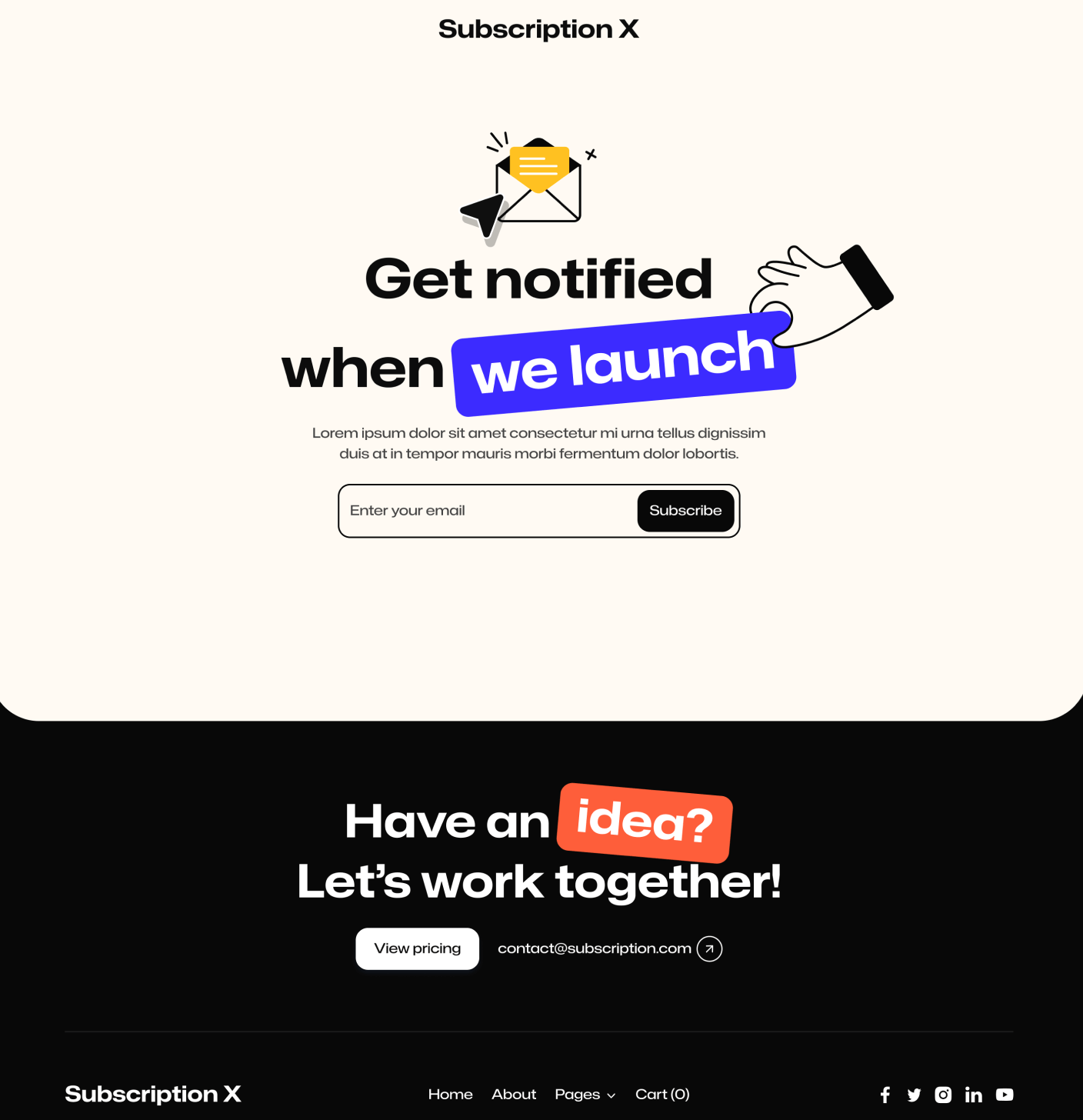 Subscription X - Coming Soon Utility Page Unlimited Design Agency Webflow Template
