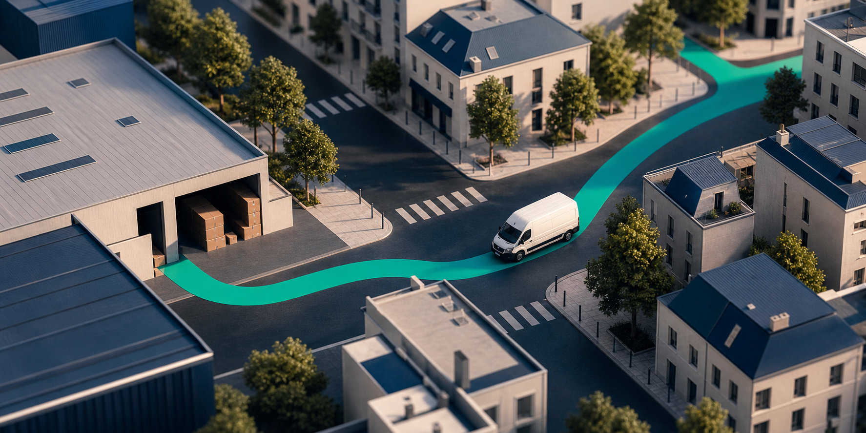 Trajet d’une livraison, de l’entrepôt jusqu’à la rue du client