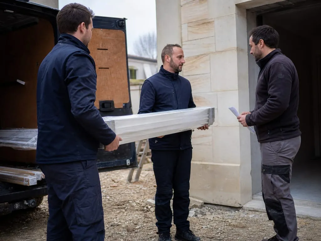 Livraison de matériaux sur un chantier résidentiel