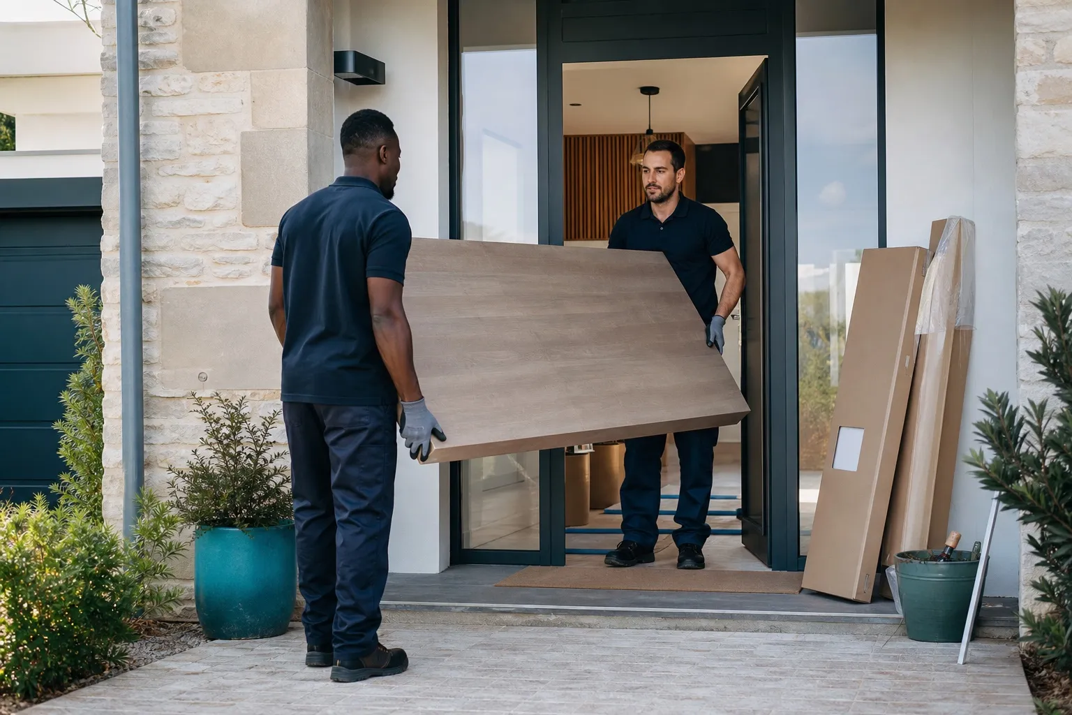 Deux spécialistes livrent des éléments de rénovation volumineux