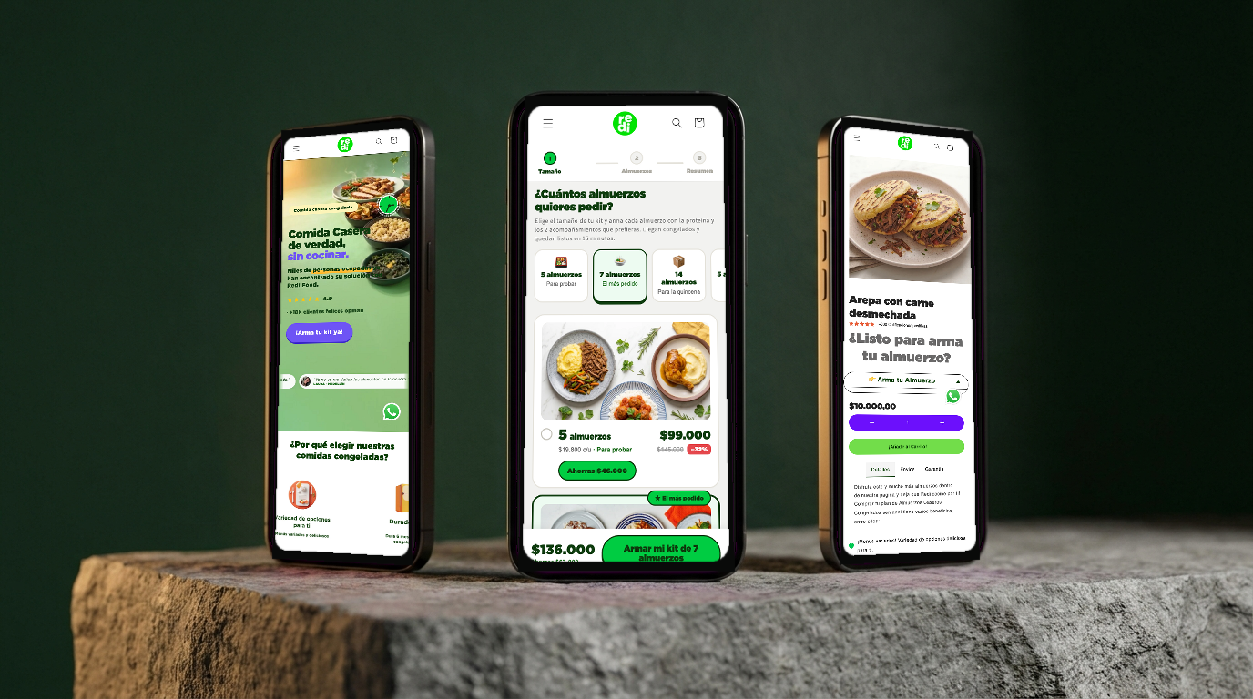 Redi Food on Shopify: home, collection and product page