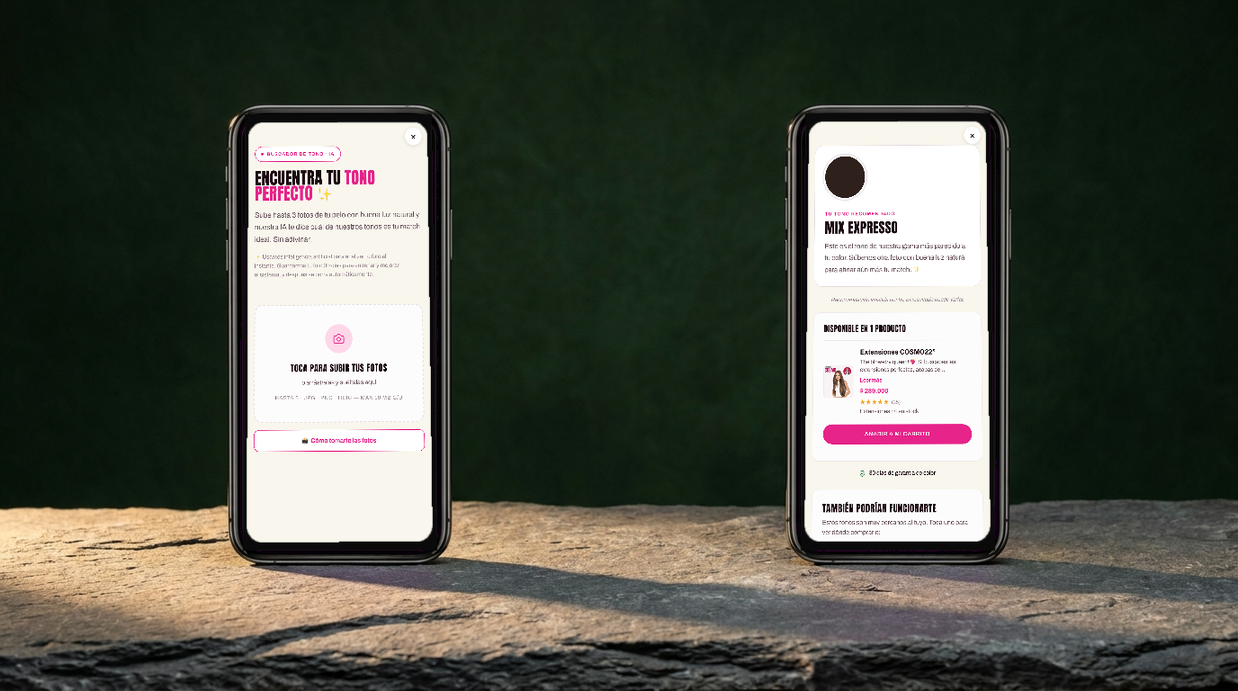 The MyDollHair shade finder open on a product page