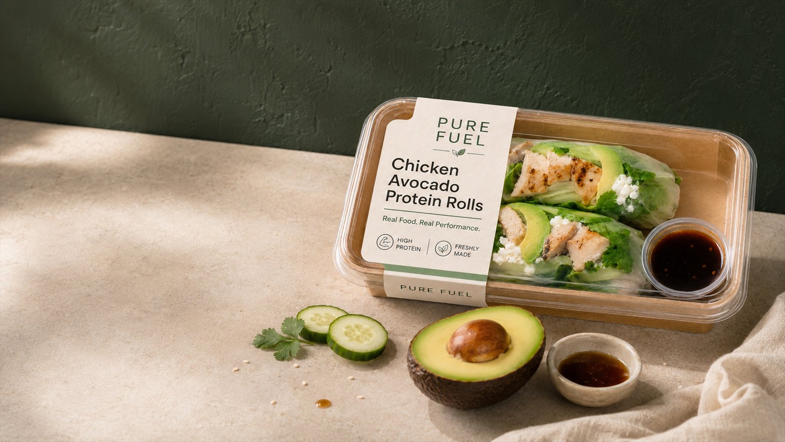 Chicken Avocado Protein Rolls mit sichtbaren Zutaten