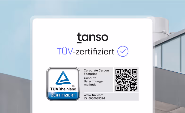 Schaubild der TÜV Zertifizierung für die Software für Co2 Bilanzierung von Tanso.