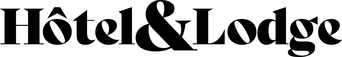 Logo avec le texte stylisé « Hôtel & Lodge » en noir sur fond blanc.