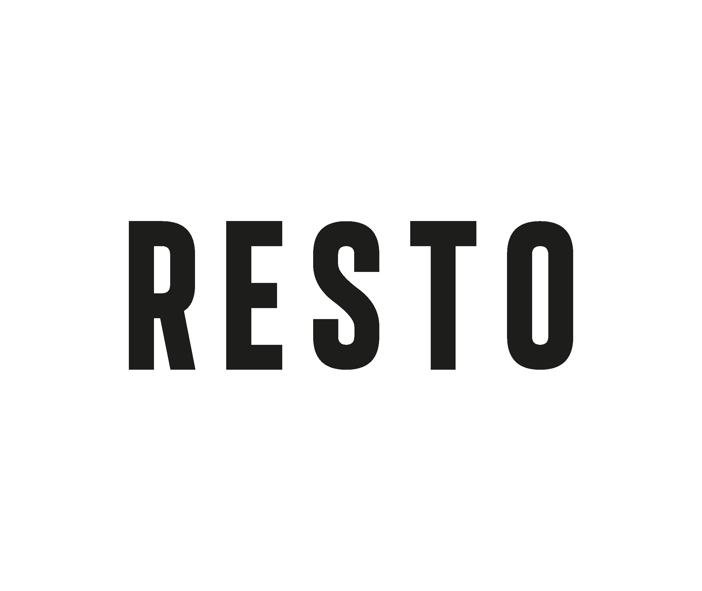 La word RESTO en lettres majuscules noires sur fond blanc.