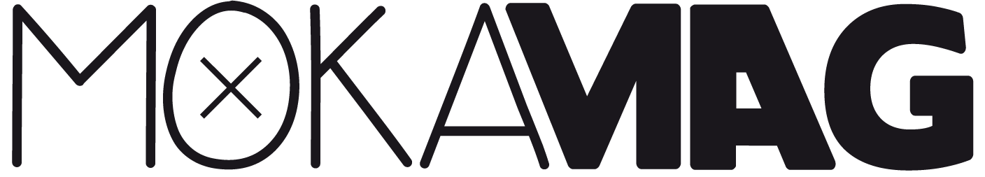 Logo textuel stylisé avec le mot 'MOKAMAG' en lettres noires, avec un cercle entourant un 'X' entre les lettres 'M' et 'K'.