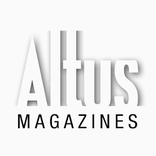 Logo Altus Magazines with the word 'Altus' in large gray shaded letters above 'MAGAZINES' in smaller black capital letters on a white background.