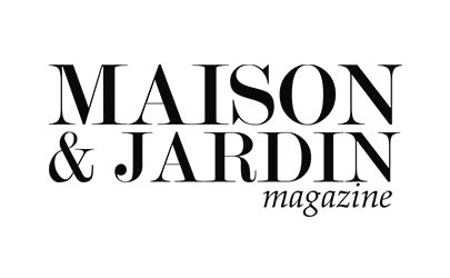 Logo noir et blanc du magazine Maison & Jardin avec les mots "MAISON & JARDIN" en lettres majuscules et "magazine" en italique.