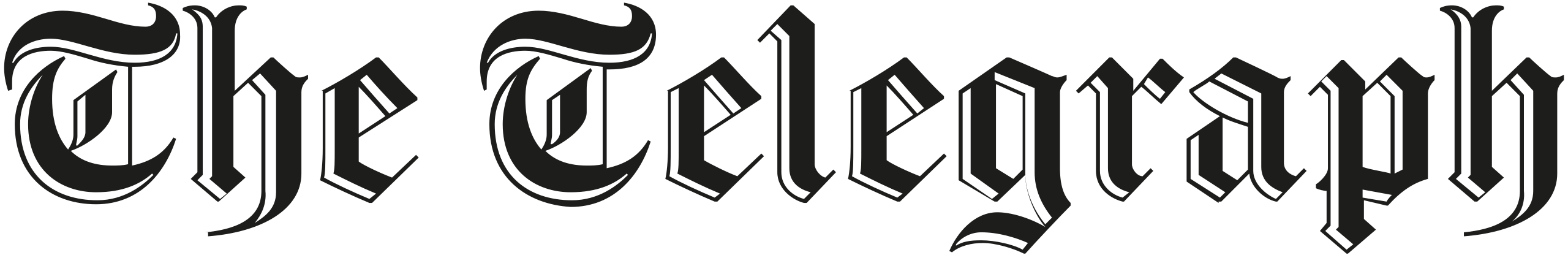 Logo en texte gothique noir de The Telegraph.