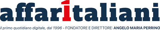 Logo du journal numérique Affari Italiani avec la lettre "i" en rouge au centre du nom.