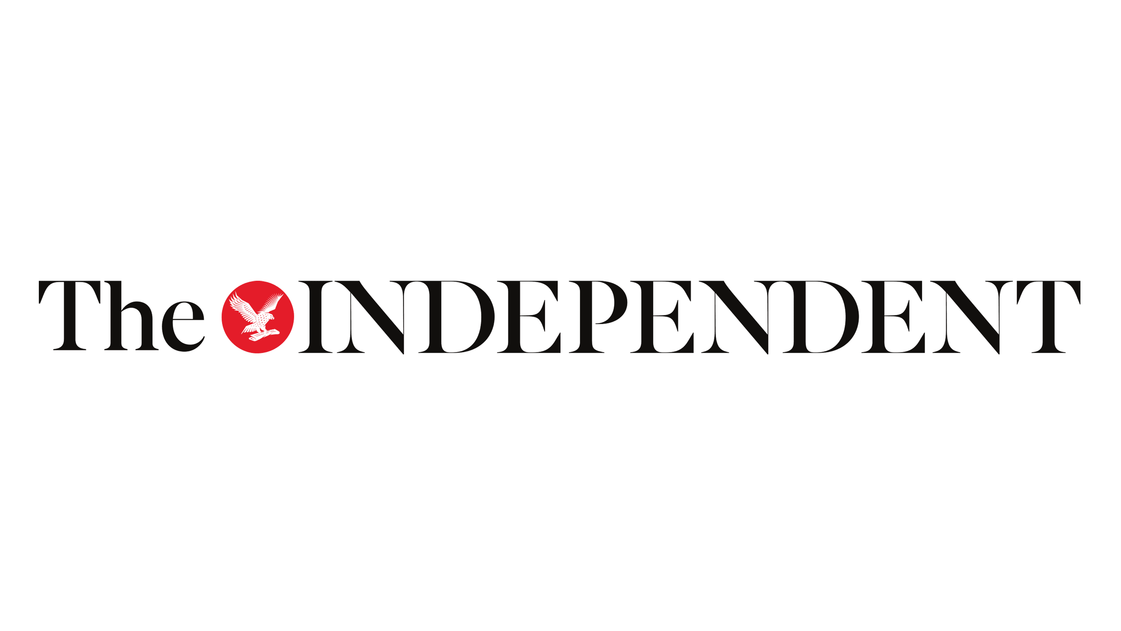Logo du journal The Independent avec un aigle noir en vol à l'intérieur d'un cercle rouge entre The et INDEPENDENT.