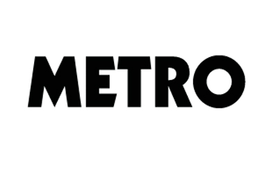 Logo noir simple avec le mot 'METRO' en lettres majuscules épaisses et noires sur fond blanc.