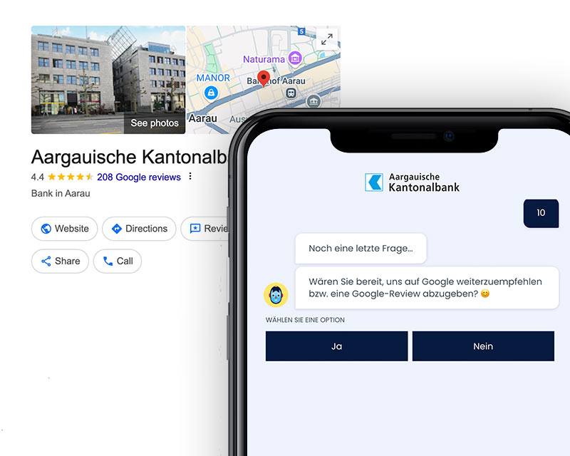 Image with Google rating and referral message from Aargauische Kantonalbank