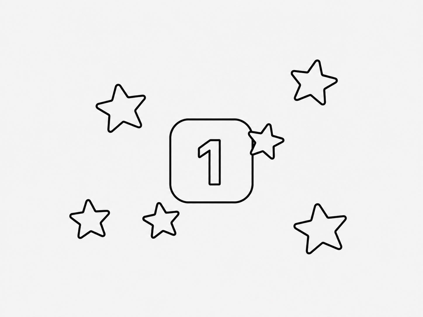 Ein Apple Emoji mit einer eins und Sternen