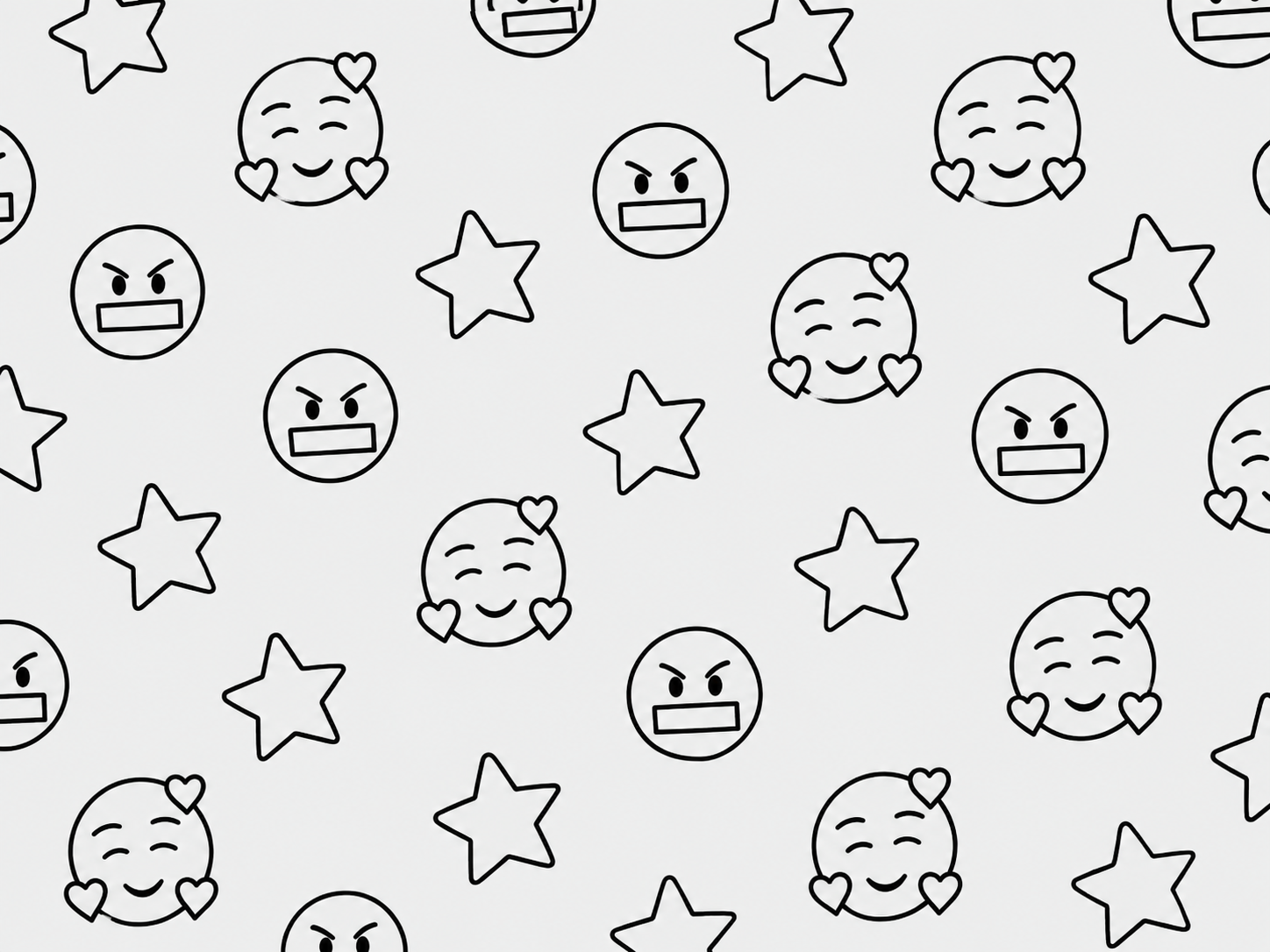 Happy emojis, dissatisfied emojis and stars divided into rows