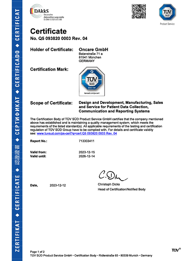 Zertifikat EN ISO 13485:2016, Seite 1