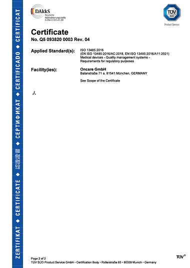 Zertifikat EN ISO 13485:2016, Seite 2