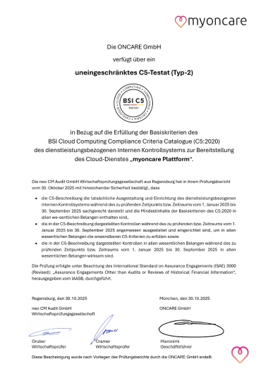BSI C5-Testat der ONCARE GmbH