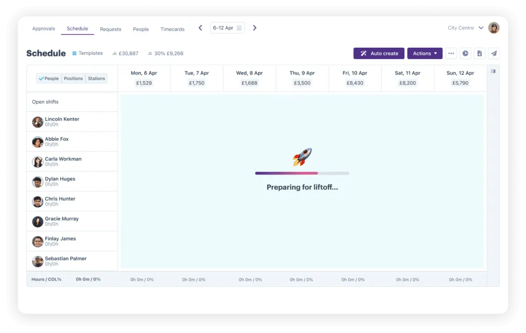 Example of an AI-powered schedule from Nory