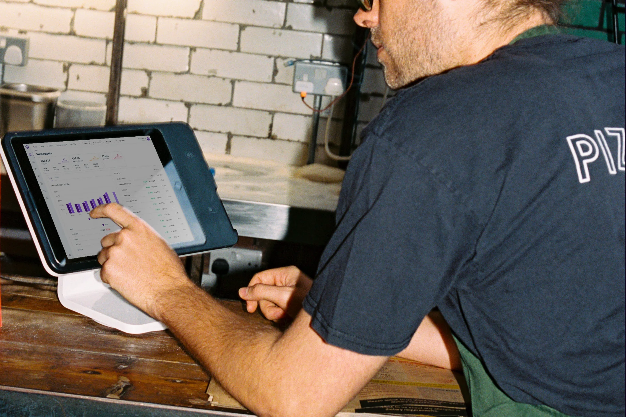Pizzarova employee using Nory