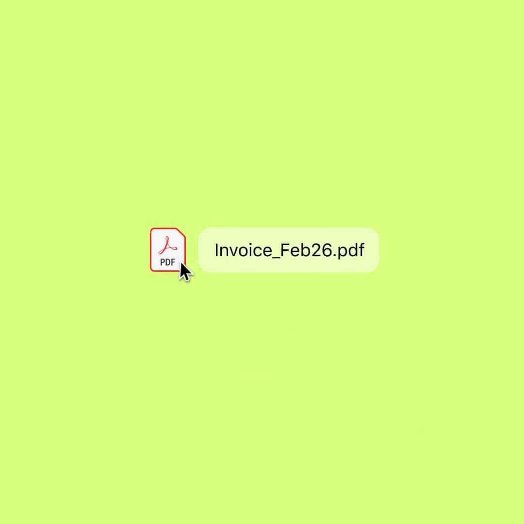 A Nory inventory screen showing a PDF invoice being uploaded on mobile to update stock and flag price changes automatically.