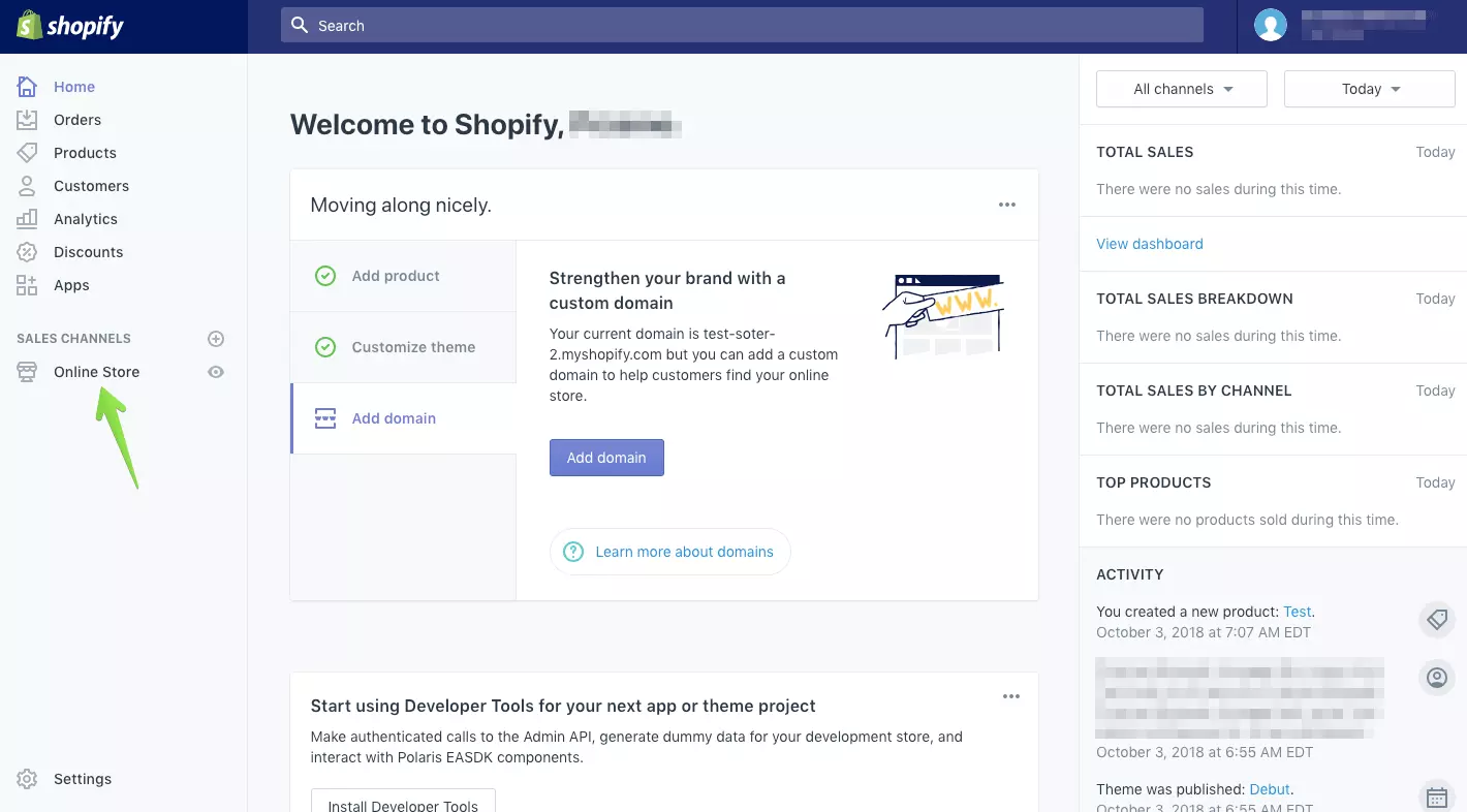 Open Shopify dashboard
