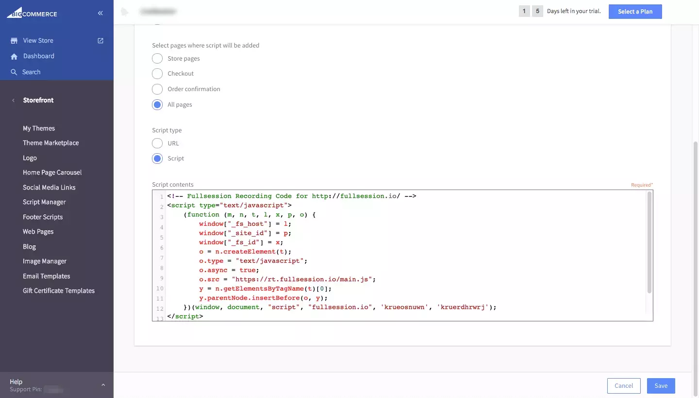 How to install FullSession on BigCommerce