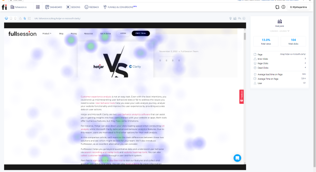 Image of heatmap software viewing page heatmap